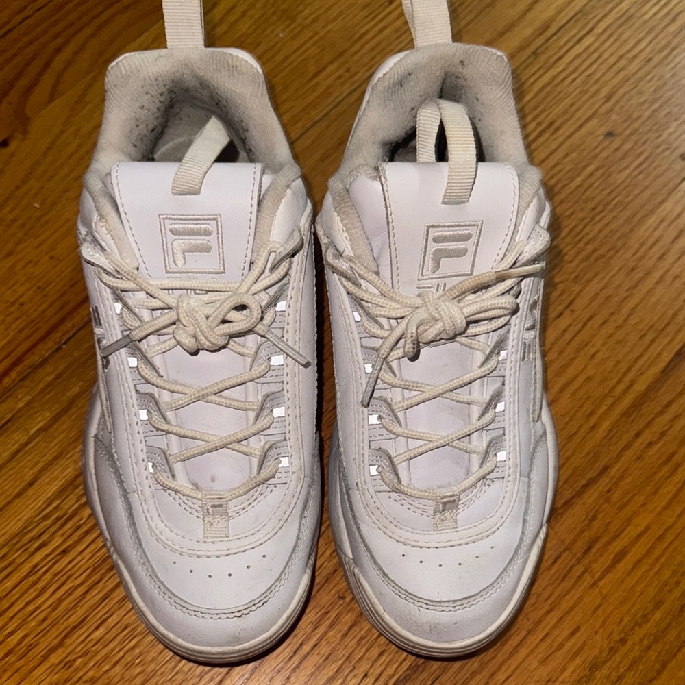 Fila Cream and White Athletic Shoes